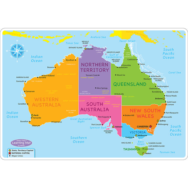 Smart Poly™ Learning Mat, 12" x 17", Double-Sided, Australian Map Basic