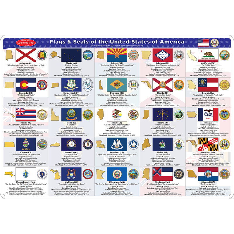 Smart Poly® Double-Sided Learning Mat, State Flags