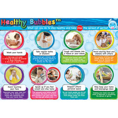 Healthy Bubbles™ Smart Poly™ Learning Mat Double-Sided Handwashing and Hygiene, 12" x 17"