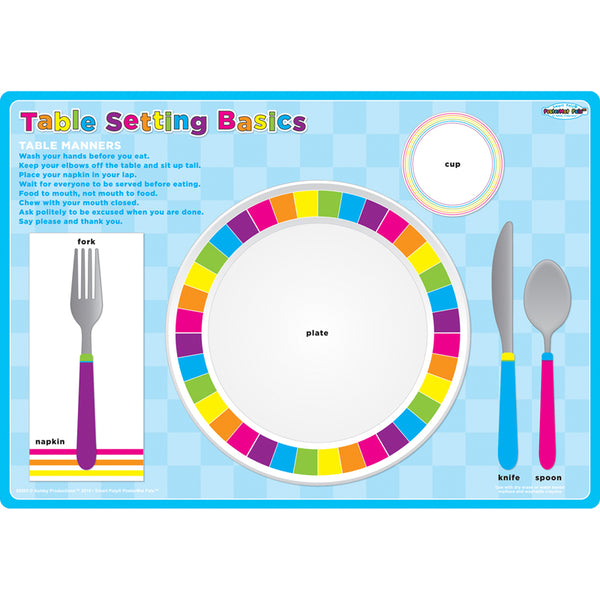 Smart Poly® Single Sided PosterMat Pals®, Place Setting Table Basic, 12" x 17.25"