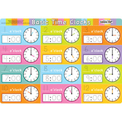 Smart Poly® Single Sided PosterMat Pals®, Telling Time Basic, 12" x 17.25"