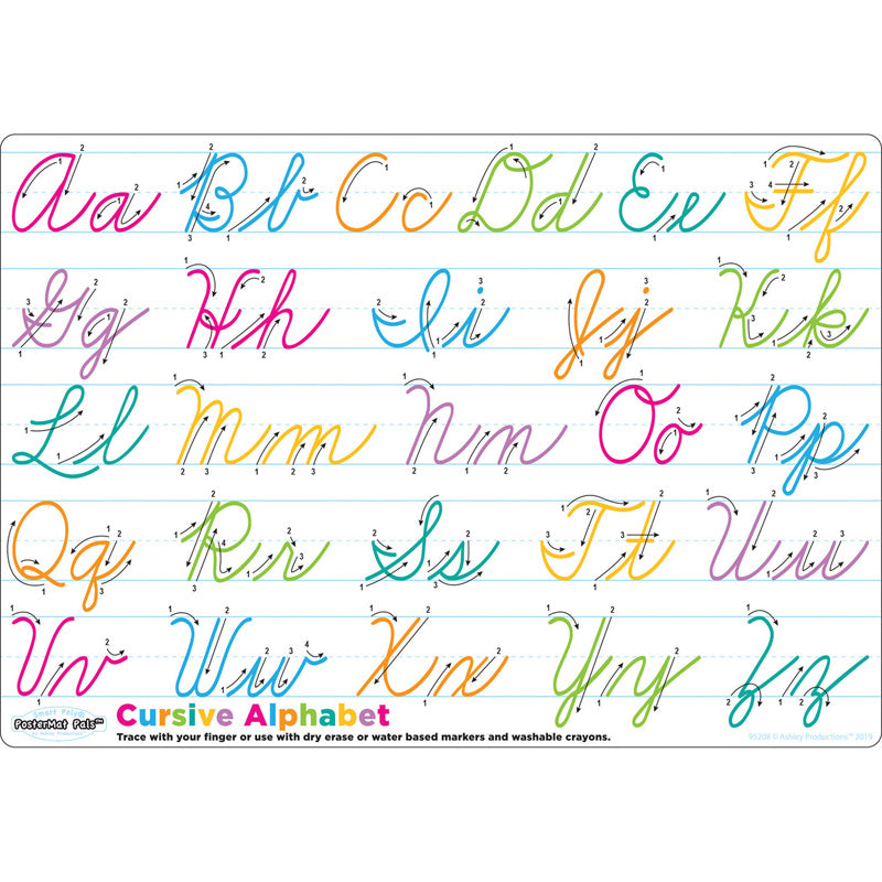 Smart Poly® Single Sided PosterMat Pals®, Cursive Handwriting, 12" x 17.25"