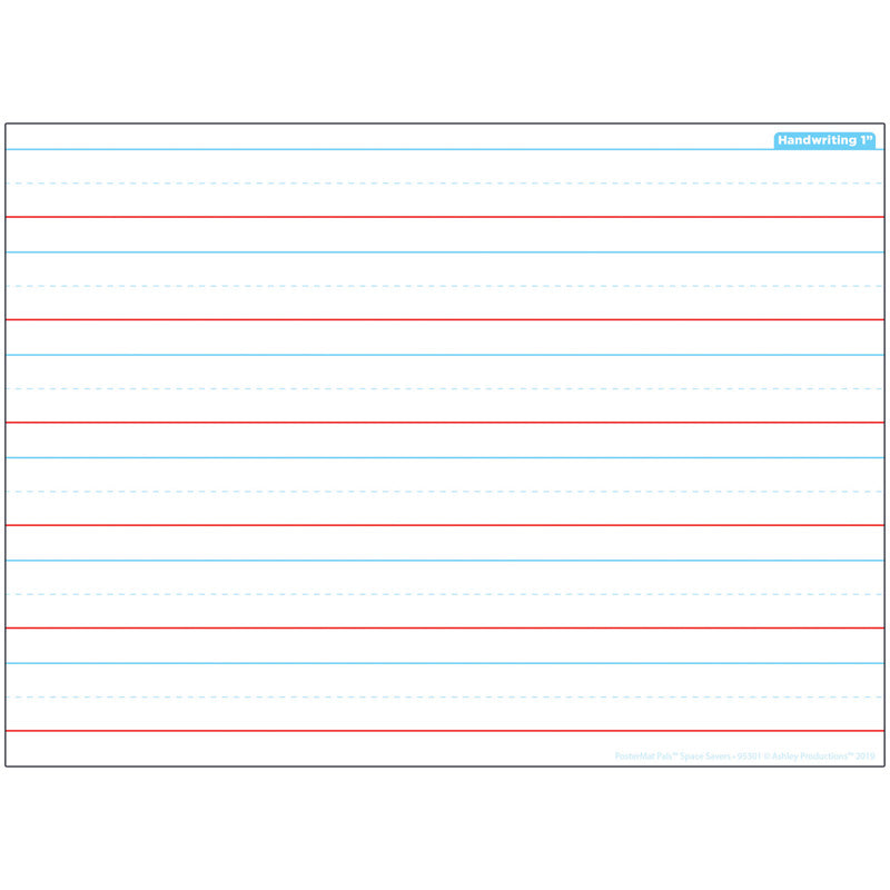 Smart Poly® Single Sided PosterMat Pals® Space Savers, Handwriting 1", 13" x 9.5"