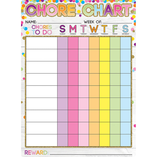 Smart Poly® Single Sided PosterMat Pals® Space Savers, Chores Confetti Style, 13" x 9.5"