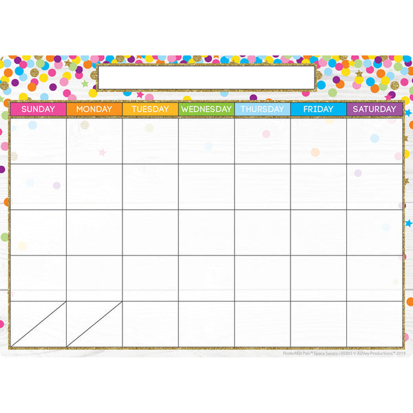 Smart Poly® Single Sided PosterMat Pals® Space Savers, Calendar Confetti Style, 13" x 9.5"