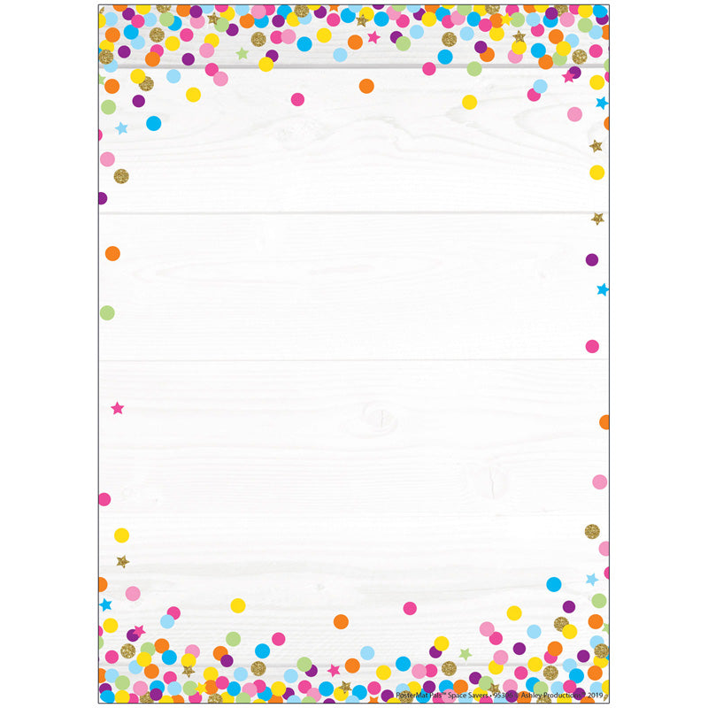 Smart Poly® Single Sided PosterMat Pals® Space Savers, Blank Confetti Style, 13" x 9.5"