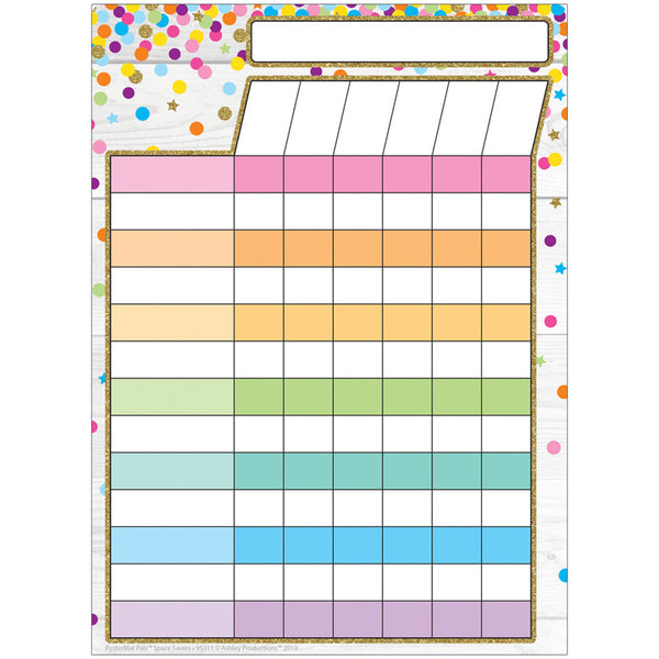 Smart Poly® Single Sided PosterMat Pals® Space Savers, Incentive Chart Confetti Style, 13" x 9.5"