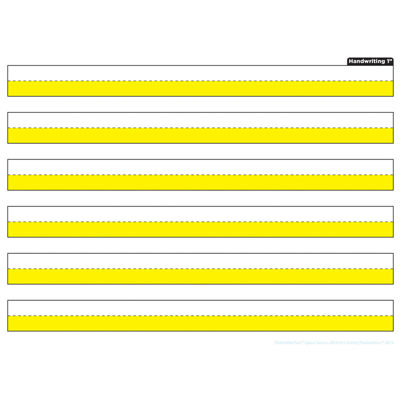 Smart Poly® Single Sided PosterMat Pals® Space Savers, 1" Handwriting Highlighted Yellow, 13" x 9.5"