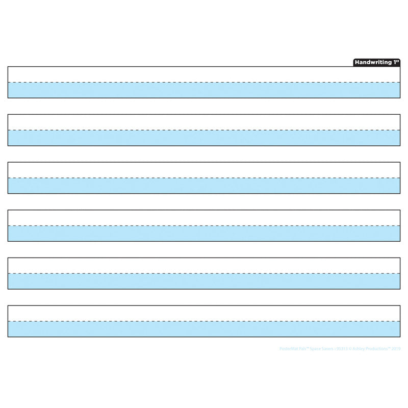 Smart Poly® Single Sided PosterMat Pals® Space Savers, 1" Handwriting Highlighted Blue, 13" x 9.5"