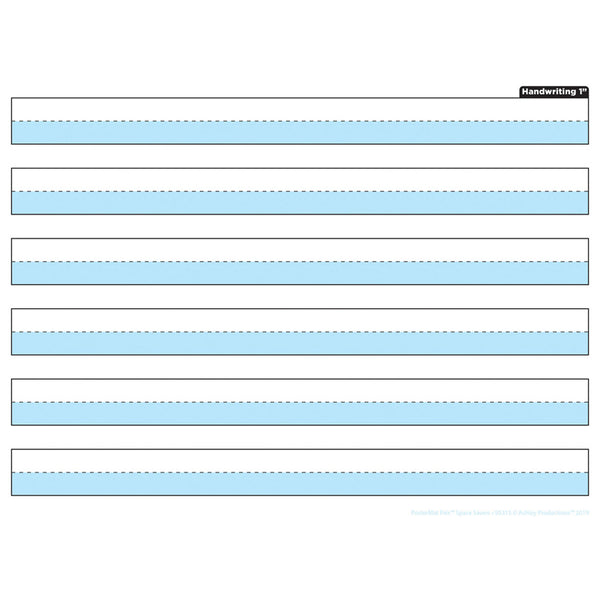 Smart Poly® Single Sided PosterMat Pals® Space Savers, 1" Handwriting Highlighted Blue, 13" x 9.5"