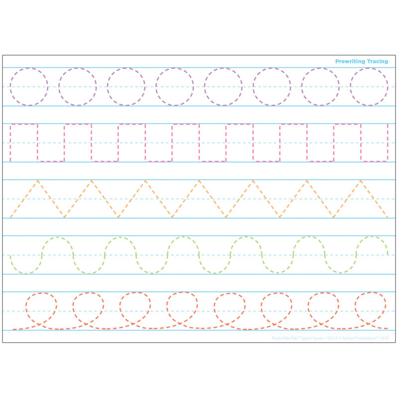 Smart Poly® Single Sided PosterMat Pals® Space Savers, Prewriting Tracing, 13" x 9.5"