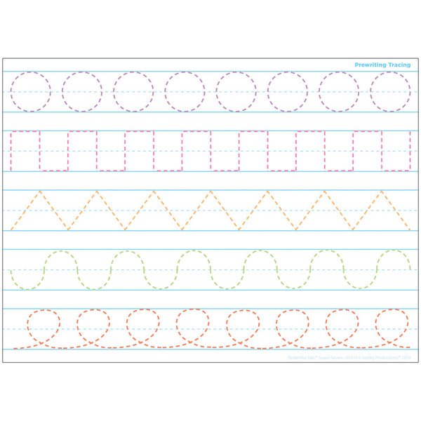 Smart Poly® Single Sided PosterMat Pals® Space Savers, Prewriting Tracing, 13" x 9.5"