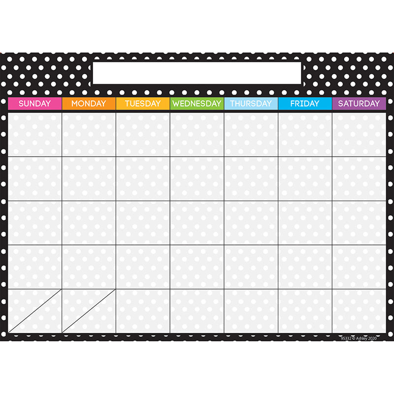 Smart Poly® PosterMat Pals™ Space Savers, 13" x 9-1/2", BW Dots Calendar