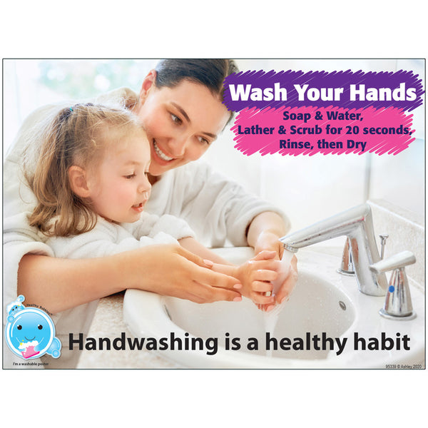 Healthy Bubbles™ PosterMat Pals™ Smart Poly™ Space Savers Handwashing Is A Healthy Habit, 13" x 9.5"