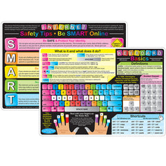 Smart Poly™ Learning Mats, 12" x 17", Double-Sided, Keyboard Basics & Internet Safety, Pack of 10