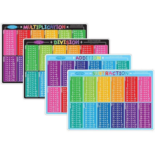 Smart Poly® Math Mats Learning Mats 12" x 17", Set of 4