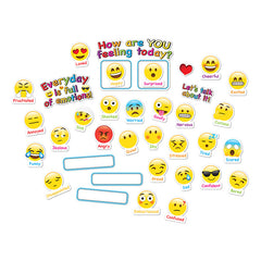 Smart Poly® Mini Bulletin Board Set, Emoji Emotions, How Are You Feeling Today, 35 Piece Set