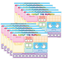 Smart Poly® PosterMat Pals™ Space Savers, 13" x 9-1/2", All About the Number, Pack of 10