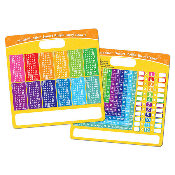 Smart Poly® Educational Activity Busy Board, Dry Erase with Marker, 10-3/4" x 10-3/4", Multiplication