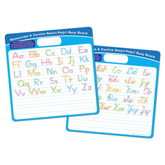 Smart Poly® Educational Activity Busy Board, Dry Erase with Marker, 10-3/4" x 10-3/4", Manuscript/Cursive