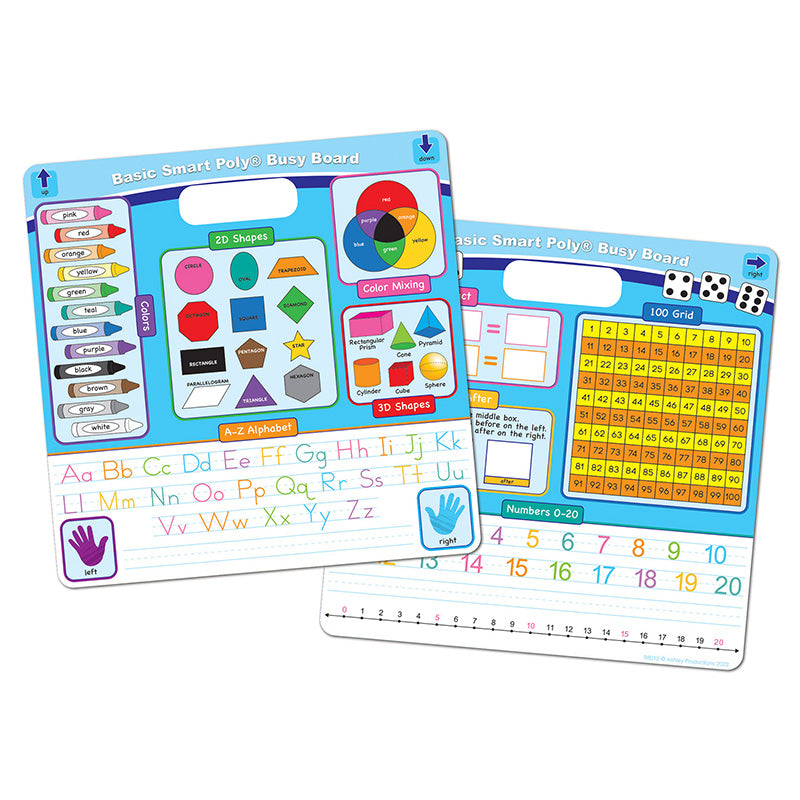 Smart Poly® Educational Activity Busy Board, Dry Erase with Marker, 10-3/4" x 10-3/4", Educational Basics Combination