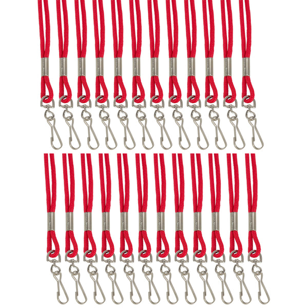 Standard Lanyard Hook Rope Style, Red, Pack of 24