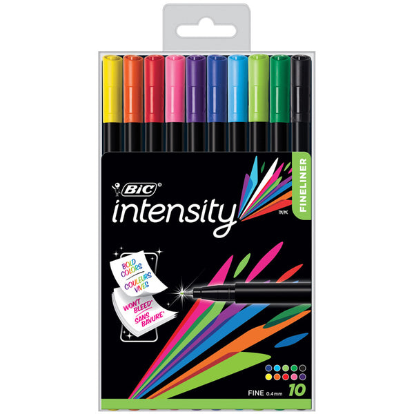 Intensity Fineliner Marker Pen, Fine Point (0.4mm), Assorted Colors, 10 Count