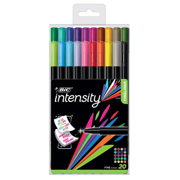 Intensity Fineliner Marker Pen, Fine Point (0.4m), Assorted Colors, 20 Count