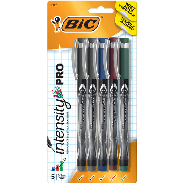 Intensity® Pro Marker Pen, Fine Point (0.5mm), Assorted Colors, 5-Count