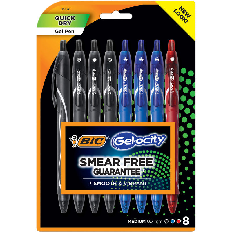 Gel-ocity Quick Dry Fashion Gel Pen, Medium Point (0.7mm), Assorted Inks, 8 Count