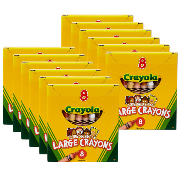 Multicultural Crayons, Large Size, 8 Per Pack, 12 Packs