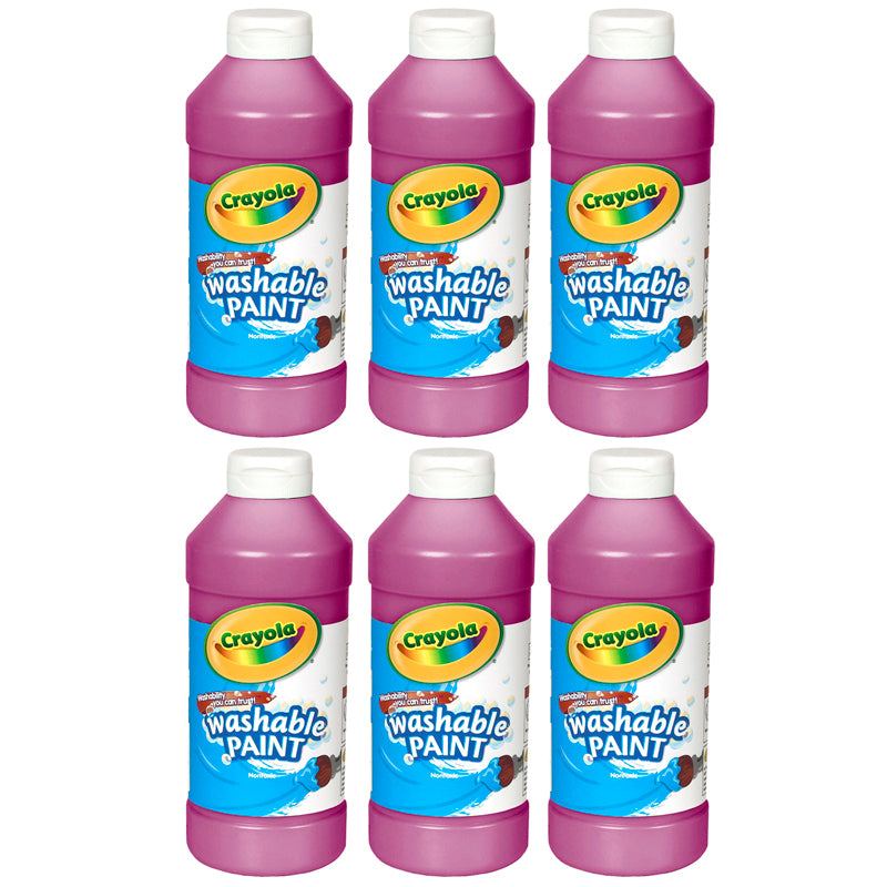 Washable Paint, Magenta, 16 oz. Bottles, Pack of 6