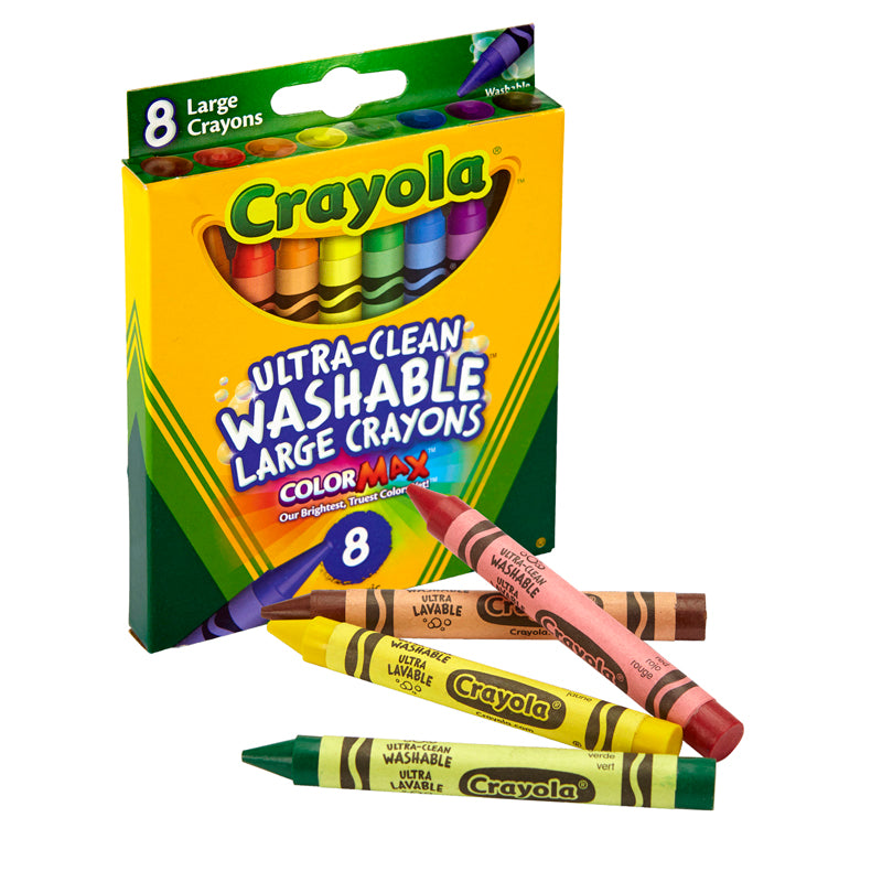 Ultra-Clean Washable Crayons, Large Size, 8 Colors