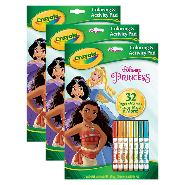 Coloring & Activity Pad with Markers, Disney Princess, Pack of 3