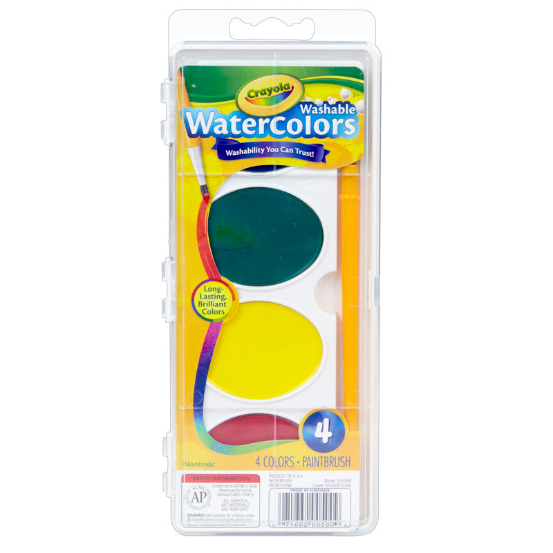 Jumbo Washable Watercolor Set, 4 Colors