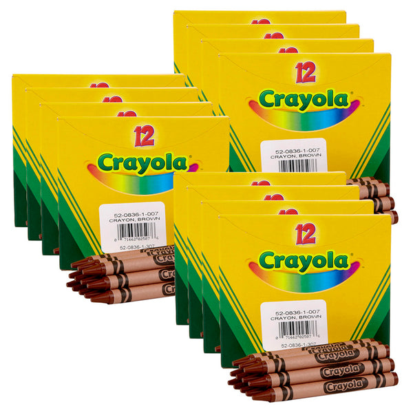 Bulk Crayons, Brown, Regular Size, 12 Per Box, 12 Boxes