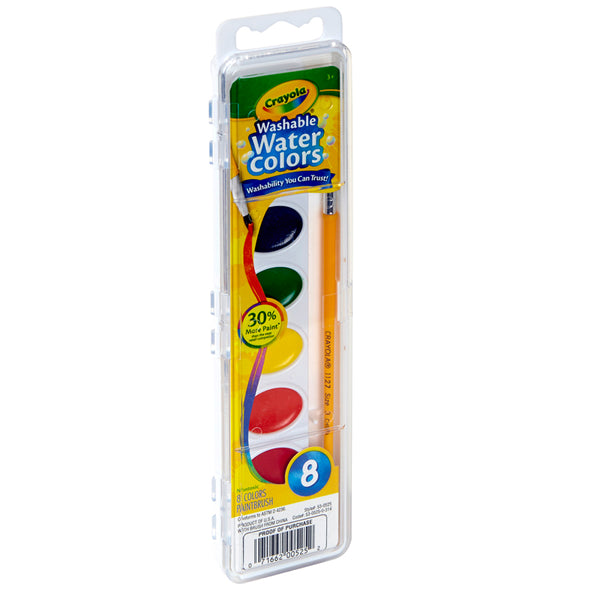 Semi-Moist Washable Watercolor Set, 8 Colors