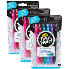 Take Note! Washable Gel Pens, 6 Per Pack, 3 Packs