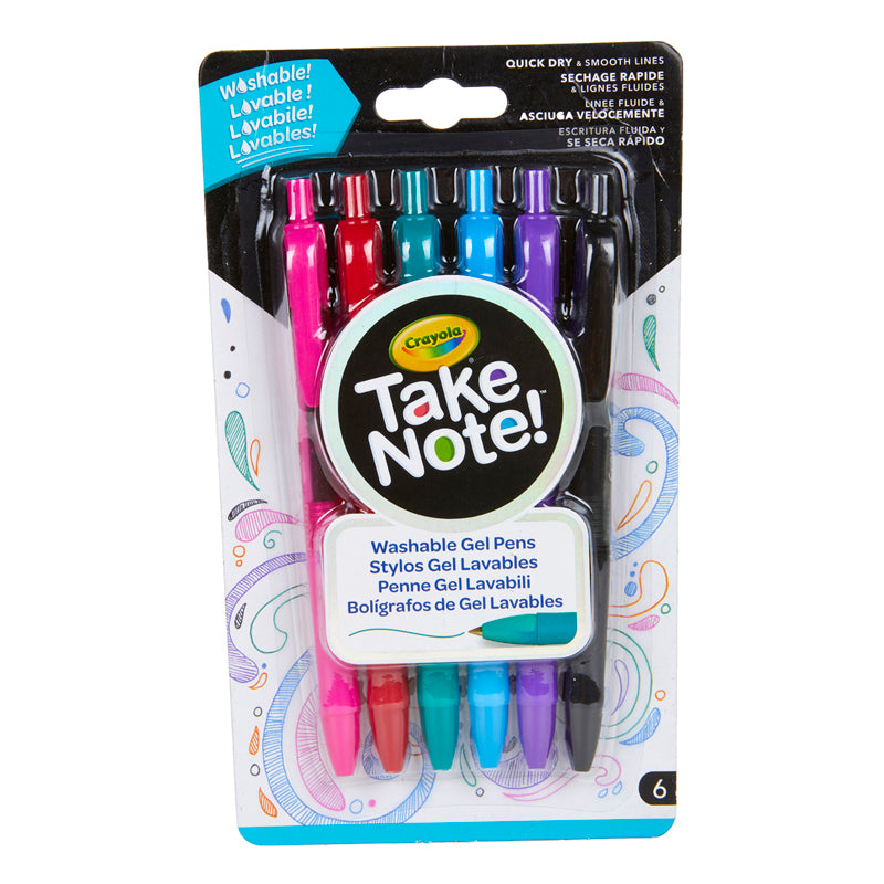 Take Note! Washable Gel Pens, Pack of 6