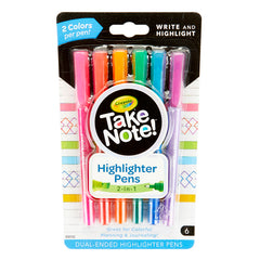 Take Note! Dual-Ended Highlighter Pens, Pack of 6