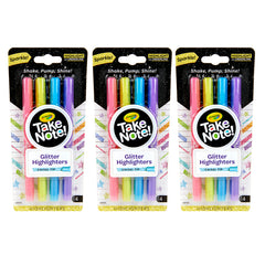 Take Note Glitter Highlighters, 4 Per Pack, 3 Packs