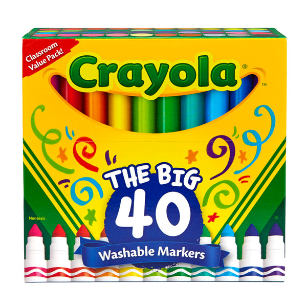 Washable Markers, Broad Line, Assorted Colors, Pack of 40