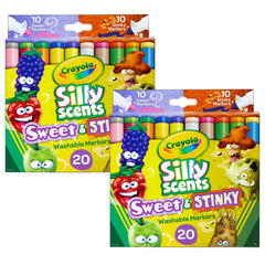 Silly Scents™ Sweet & Stinky Washable Markers, Broad Line, 20 Colors/Scents Per Pack, 2 Packs