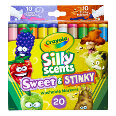 Silly Scents™ Sweet & Stinky Washable Markers, Broad Line, 20 Colors/Scents