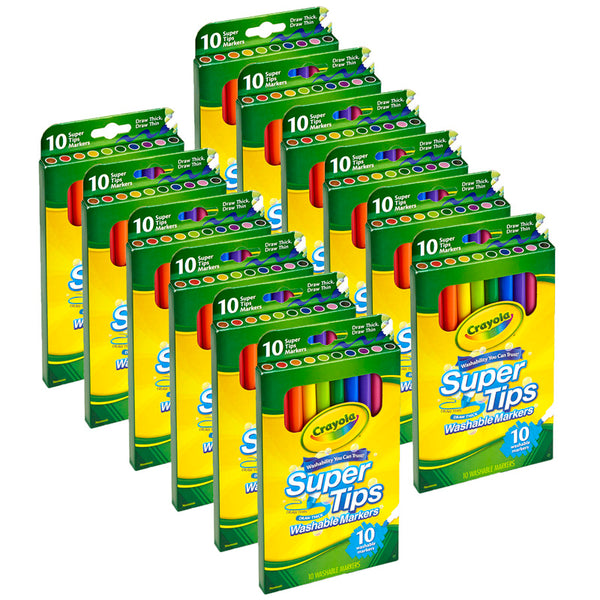 Washable Super Tips Markers, 10 Per Pack, 12 Packs