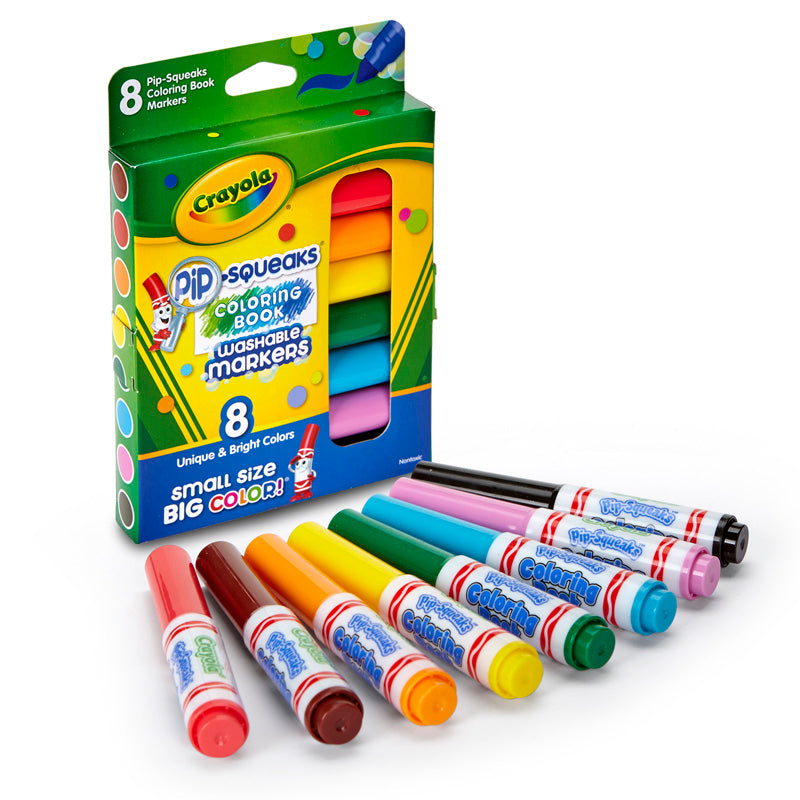 Pip Squeaks Washable Coloring Book Markers, Pack of 8