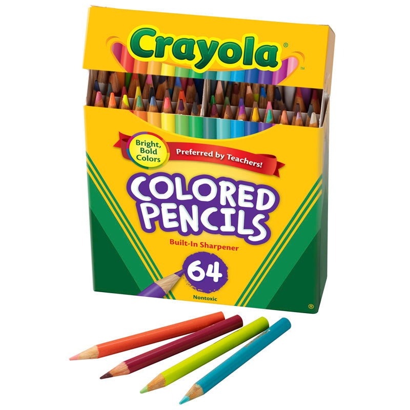 Short Colored Pencils, 64 Count with Sharpener