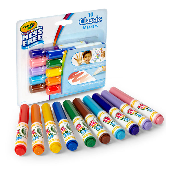 Color Wonder Mess Free Mini Markers, Classic Colors, Pack of 10