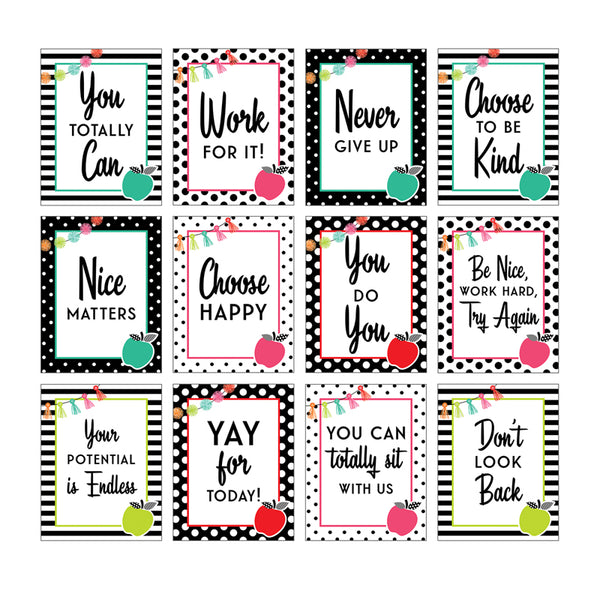 Black, White & Stylish Brights Mini Posters, Set of 12