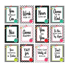 Black, White & Stylish Brights Mini Posters, Set of 12